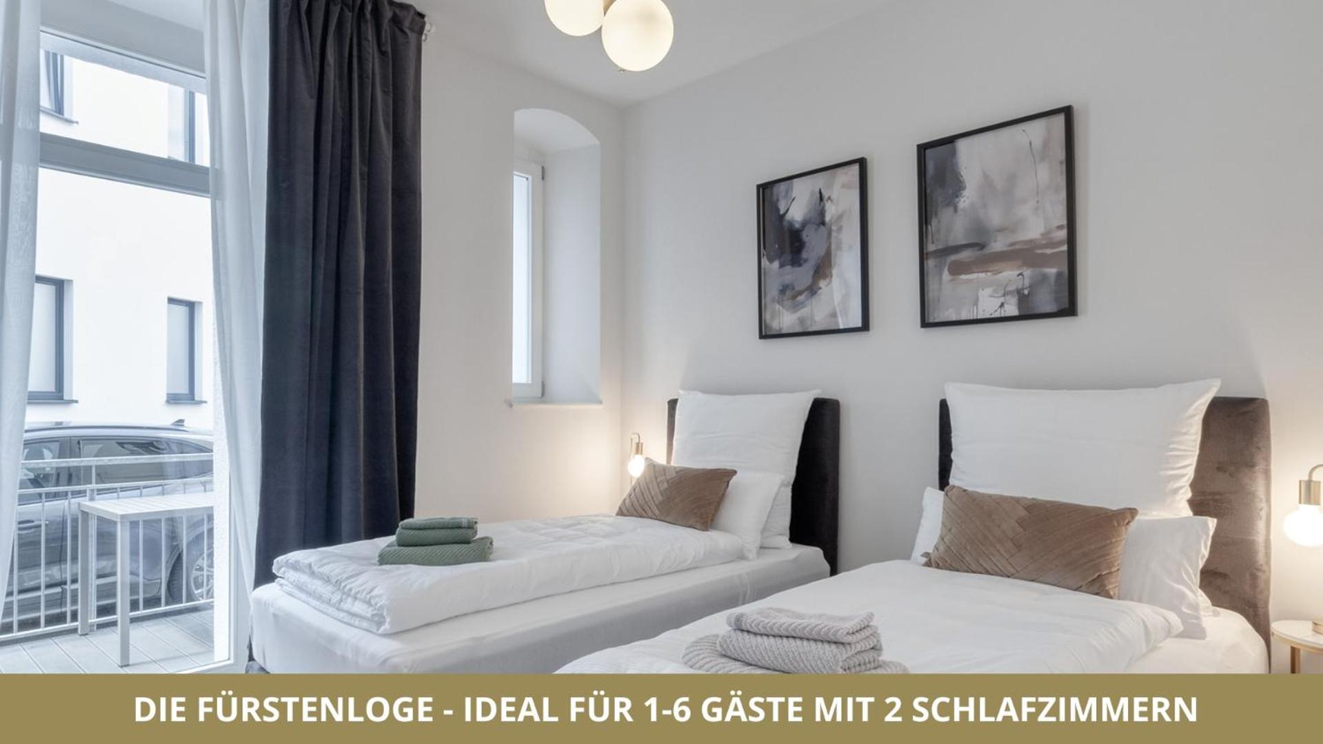 Neu Fewo Fuerstenloge 1-6 Pers Hinter Dem Markgraeflichen Opernhaus - 2 Schlafzimmer Mit Boxspringbetten 4 Einzel Oder 2 Doppelbetten, Balkon Und Einbaukueche, Barrierearm 바이로이트 외부 사진
