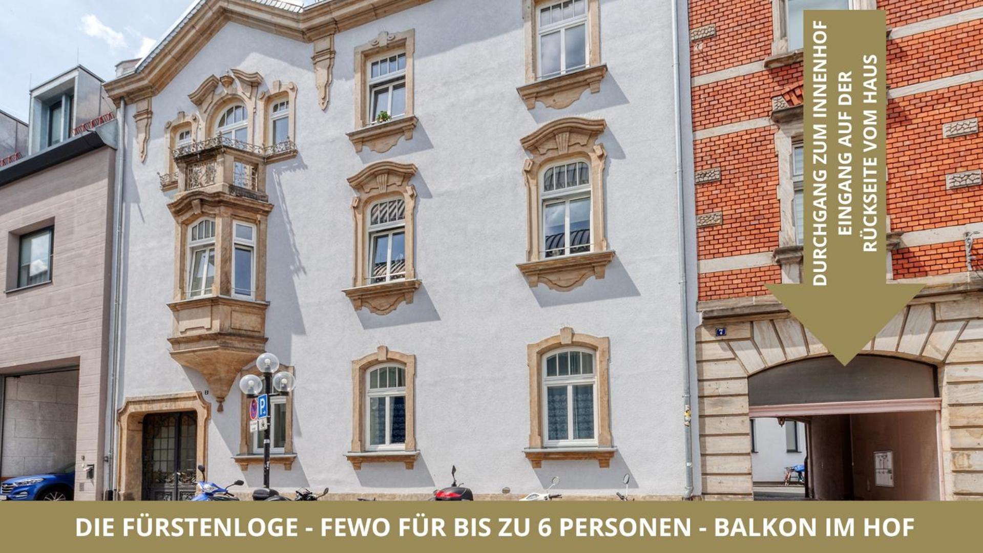 Neu Fewo Fuerstenloge 1-6 Pers Hinter Dem Markgraeflichen Opernhaus - 2 Schlafzimmer Mit Boxspringbetten 4 Einzel Oder 2 Doppelbetten, Balkon Und Einbaukueche, Barrierearm 바이로이트 외부 사진